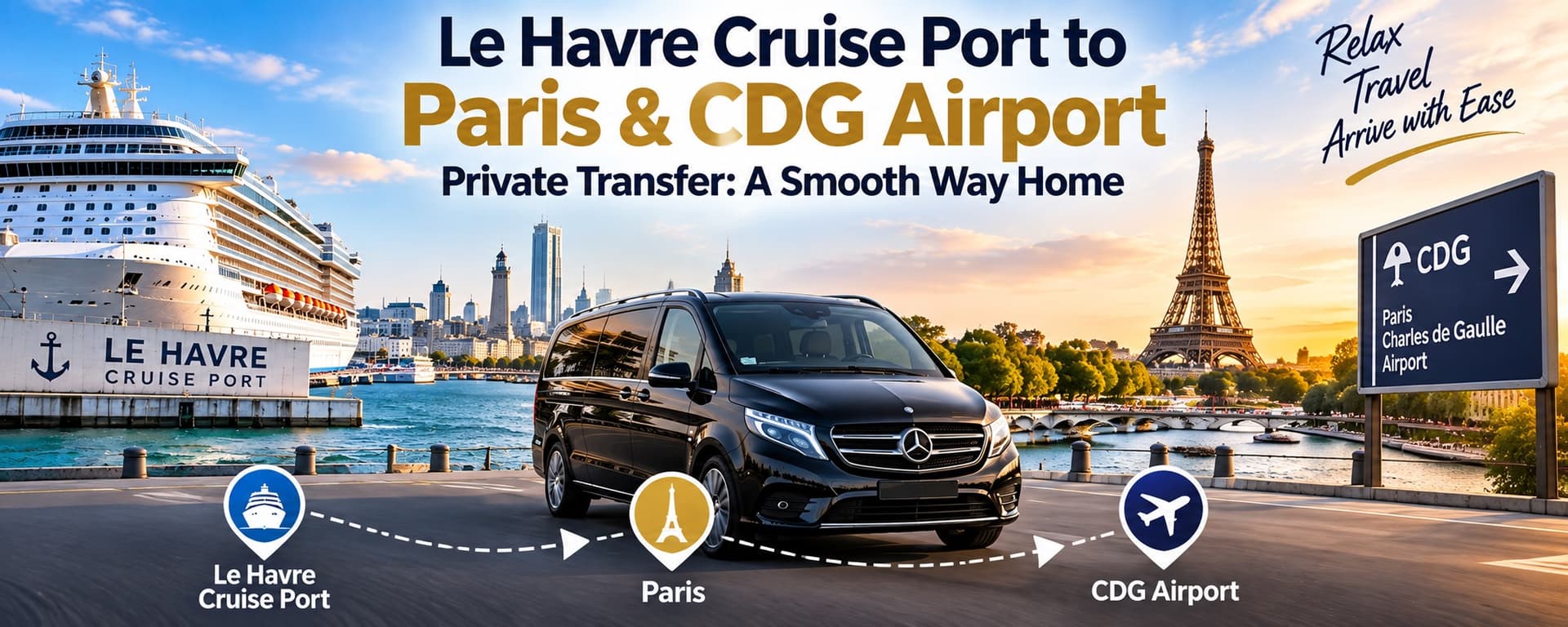 Le Havre Cruise Port to Paris & CDG Airport Private Transfer — Luxberri chauffeur service