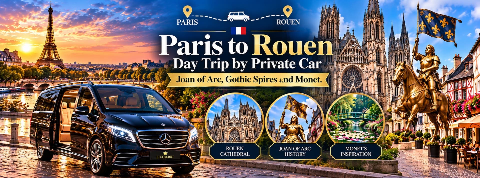 Paris to Rouen Day Trip by Private Car: Joan of Arc, Gothic Spires and Monet — Luxberri chauffeur service