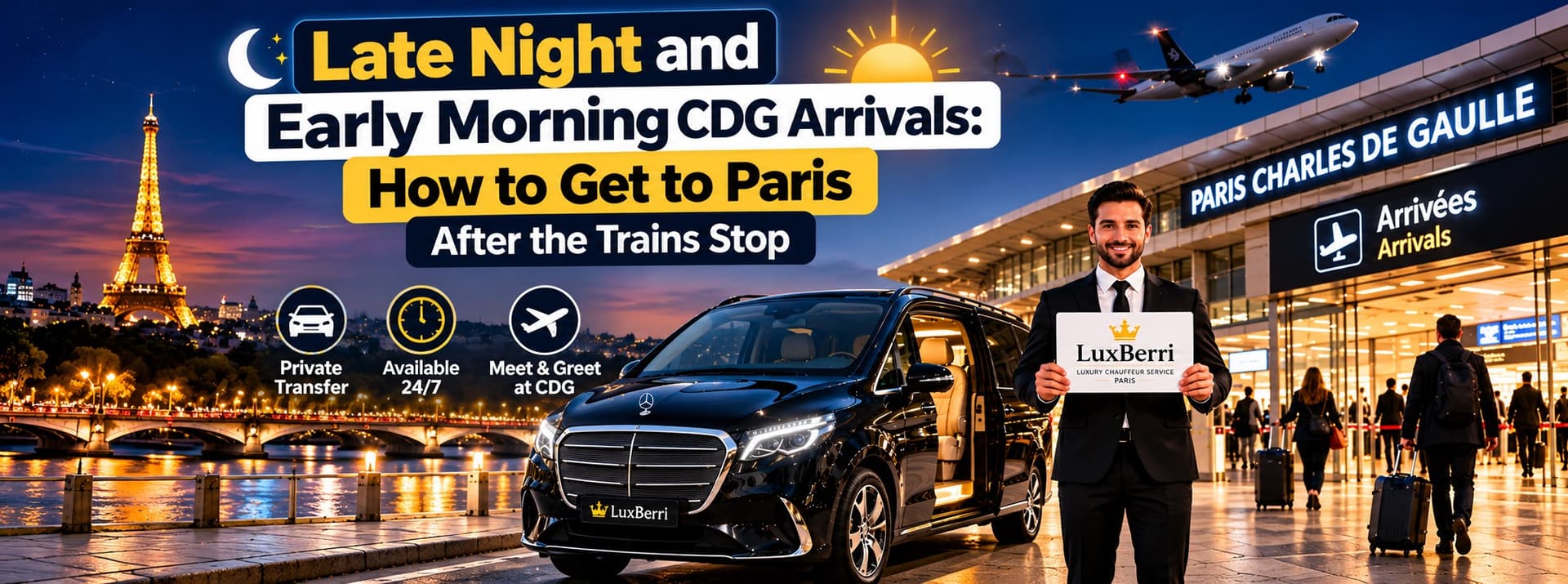 Late Night and Early Morning CDG Arrivals: How to Get to Paris After the Trains Stop — Luxberri chauffeur service