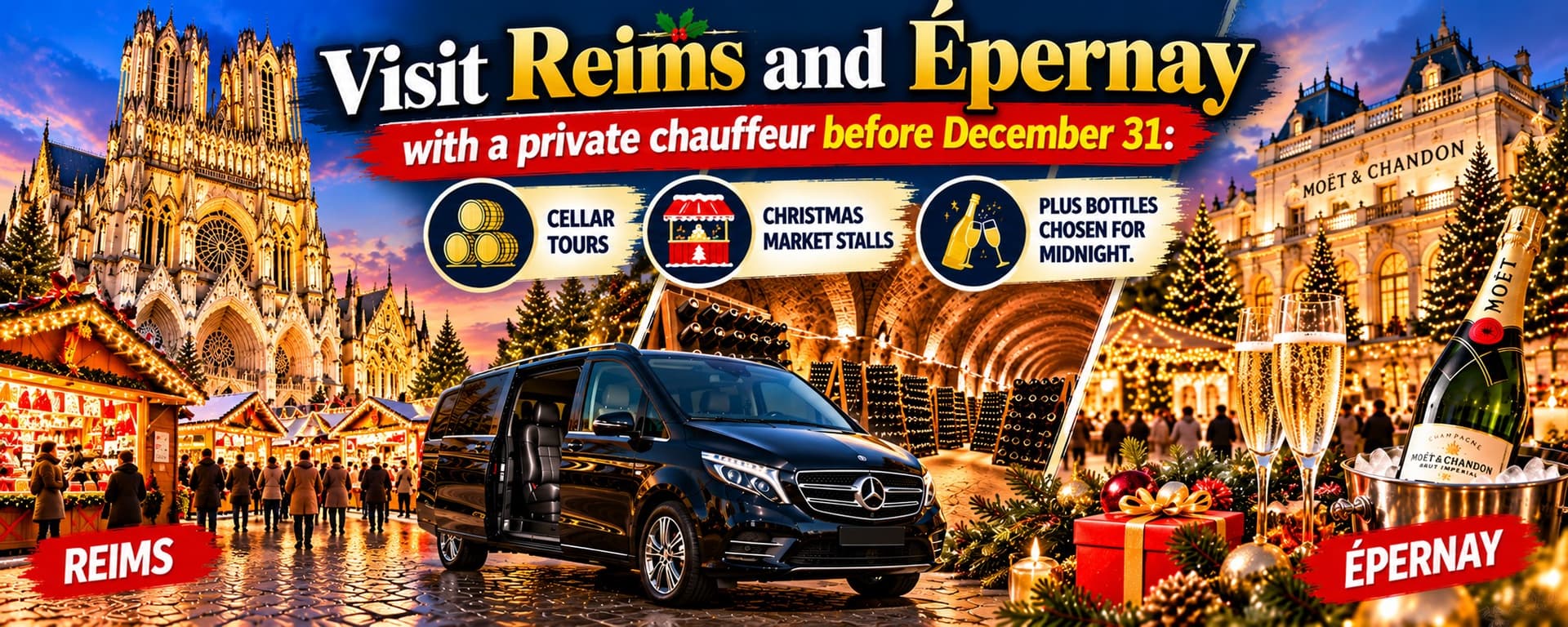 Champagne Day Trip from Paris for New Year's Eve 2026 — Luxberri chauffeur service