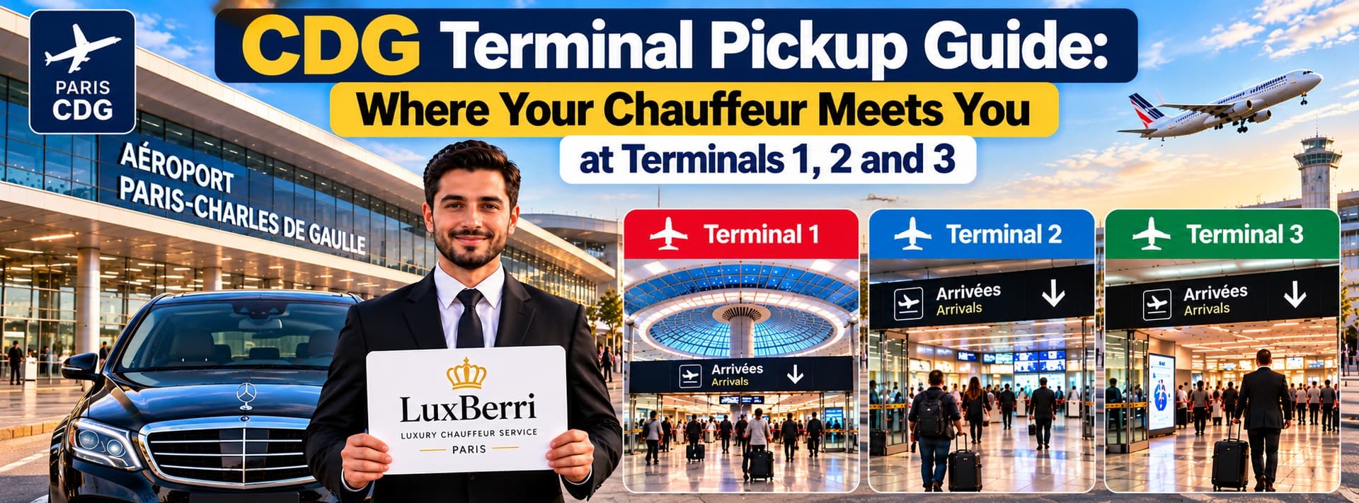 CDG Terminal Pickup Guide: Where Your Chauffeur Meets You at Terminals 1, 2 and 3 — Luxberri chauffeur service