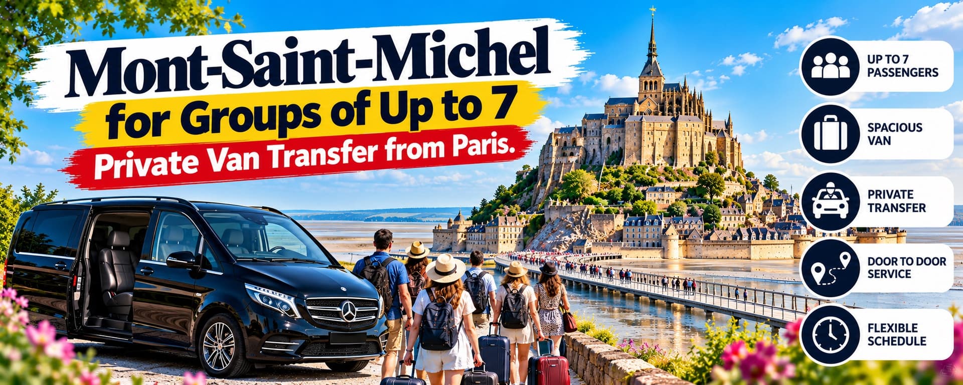 Mont-Saint-Michel for Groups of Up to 7: Private Van Transfer from Paris — Luxberri chauffeur service